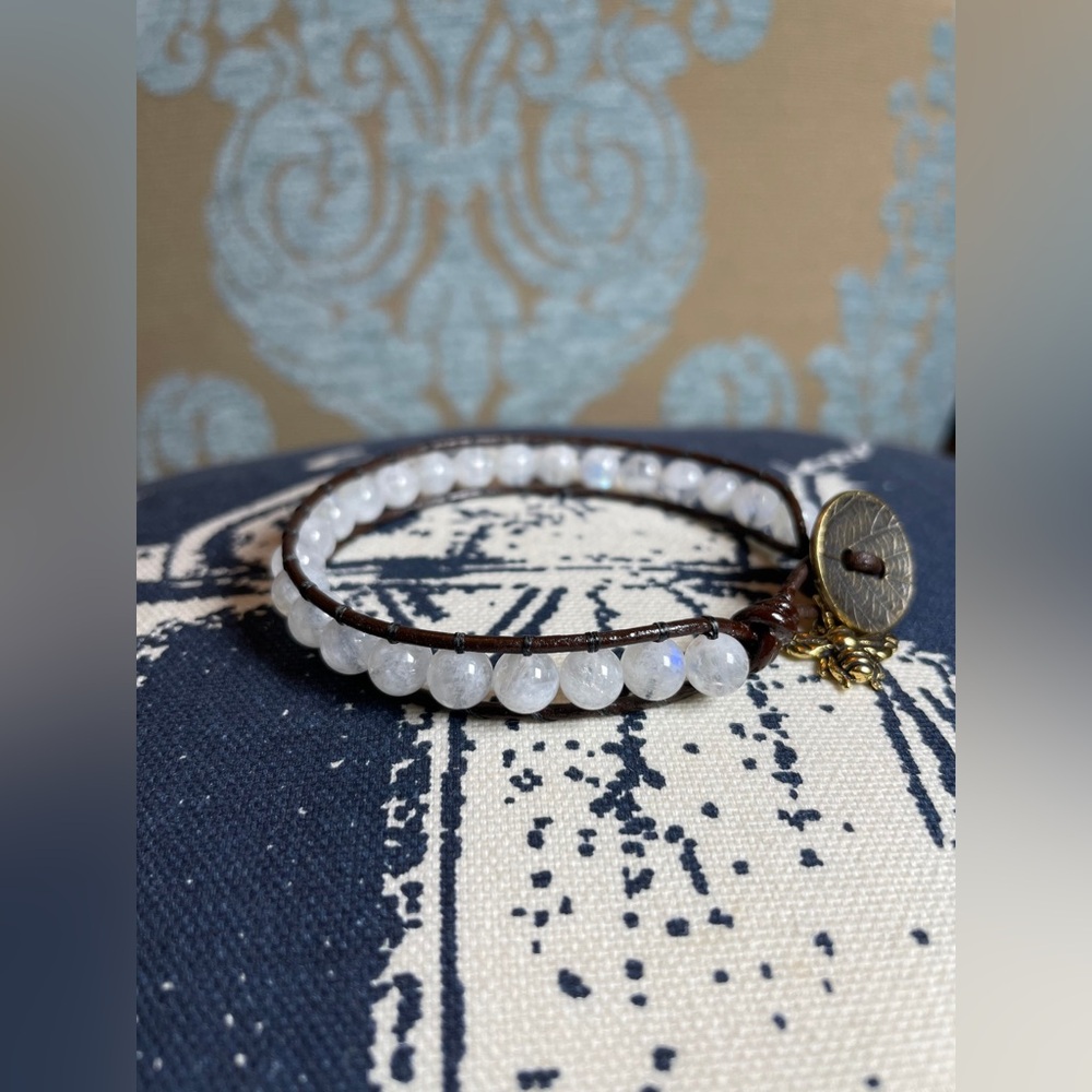 Stackable Rainbow Moonstone Bead Bracelet - image 4